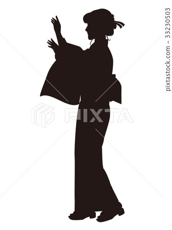 Silhouette woman in yukata Bon festival dance Festival Yukata dancing woman 33230503
