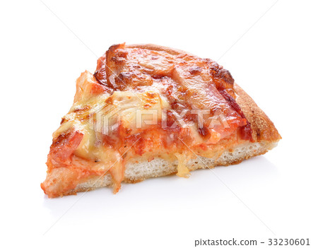 Slice of pizza on white background Slice of pizza on white background 33230601