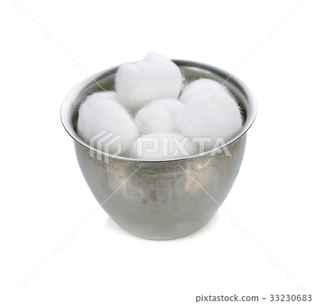 Cotton wool container on white background. 33230683