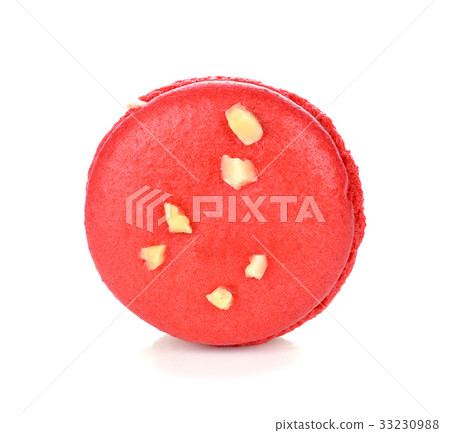 Tasty macaroon on white background. 33230988