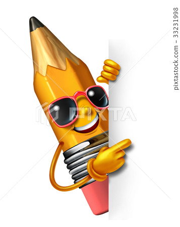 Fun Pencil Holding Blank Sign 33231998
