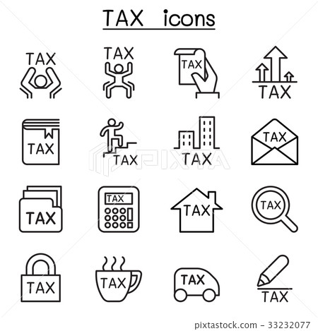 Tax icon set in thin line style 33232077