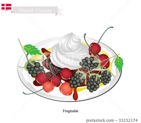 Frugtsalat or Fruit Salad, Dessert in Denmark Frugtsalat or Fruit Salad, Dessert in Denmark 33232174
