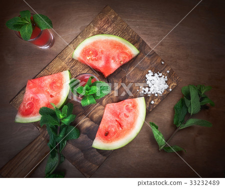 watermelon drink watermelon pieces in a rustic watermelon drink watermelon pieces in a rustic 33232489