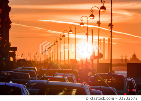 The camera slowly focuses on night old European The camera slowly focuses on night old European 33232572