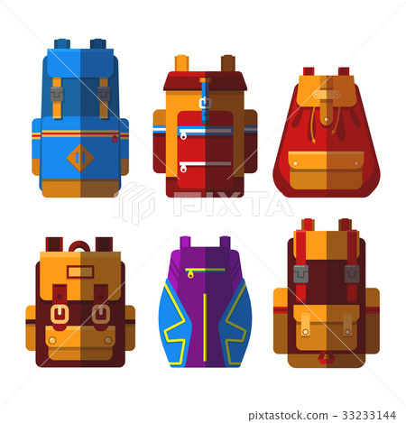 Set of isolated sport or school bag or rucksack 33233144