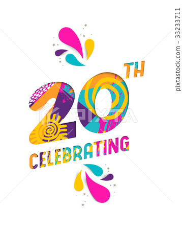 Happy 20 year celebration paper cut greeting card 33233711