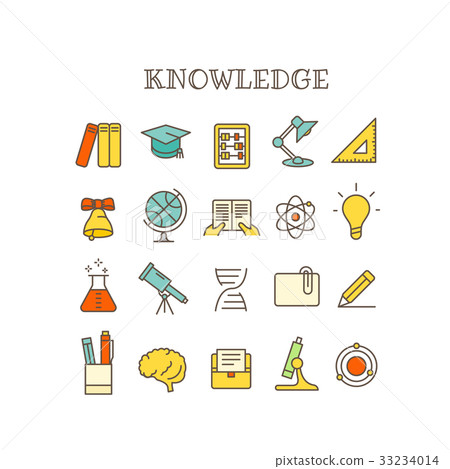 Different knowledge thin line color icons  33234014