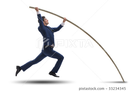 Businessman in pole vaulting concept 33234345