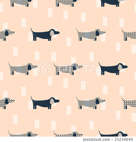 Dachshund dog scandinavian seamless vector peach Dachshund dog scandinavian seamless vector peach 33234849