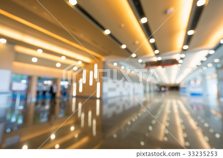 Blur background of trade show exhibition hallway 33235253