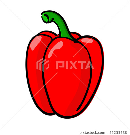 Bell pepper colored doodle. Hand drawn sketch 33235588