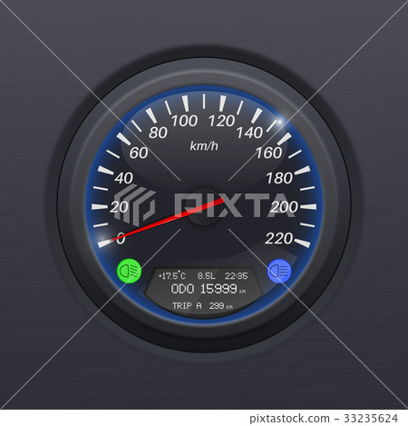 Speedometer. Black speed gauge. Classic car 33235624