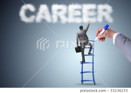Businessman in career progress concept Businessman in career progress concept 33236255