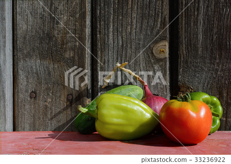 Pepper, tomato and cucumber on the background of 33236922