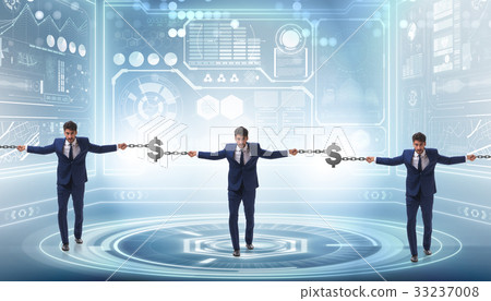 Blockchain concept with businessmen holding hands Blockchain concept with businessmen holding hands 33237008