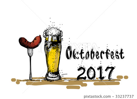 Beer Glass With Sausage Sketch Oktoberfest Beer Glass With Sausage Sketch Oktoberfest 33237737