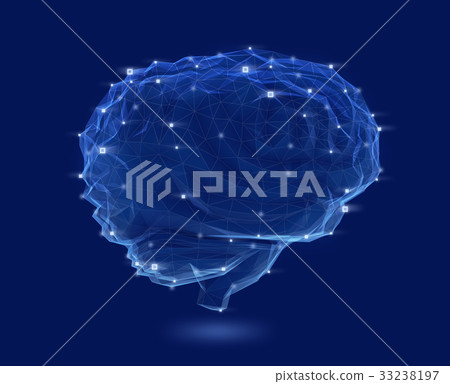 網狀發光的大腦網絡。人工智能概念圖像 33238197
