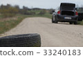 Used tire eliminated at roadside. Nature pollution 33240183