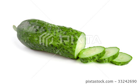 Sliced cucumber isolated on a white background Sliced cucumber isolated on a white background 33242690