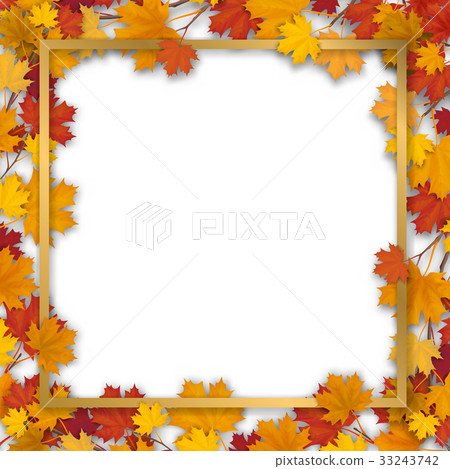 Golden frame in autumn maple foliage - Stock Illustration [33243742 ...