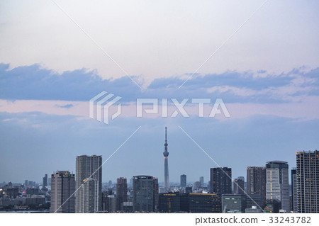 Toyosu buildings and Tokyo Sky Tree 33243782