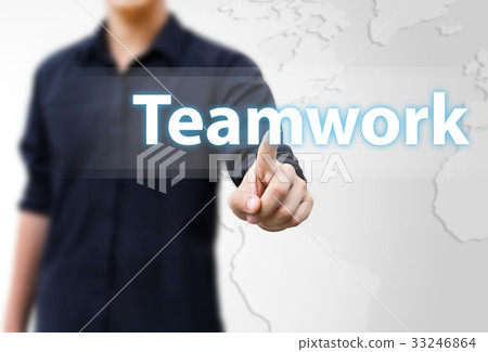 hand touching Word teamwork hand touching Word teamwork 33246864