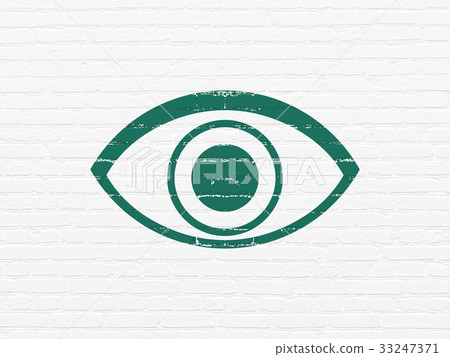 Protection concept: Eye on wall background 33247371