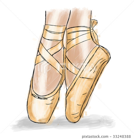 Pink ballerina shoes. Ballet shoes with ribbon. 33248388