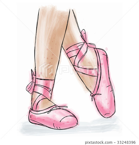 Pink ballerina shoes. Ballet shoes with ribbon. Pink ballerina shoes. Ballet shoes with ribbon. 33248396