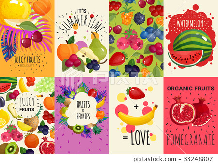 Fruits Berries 8 Banners Set 33248807