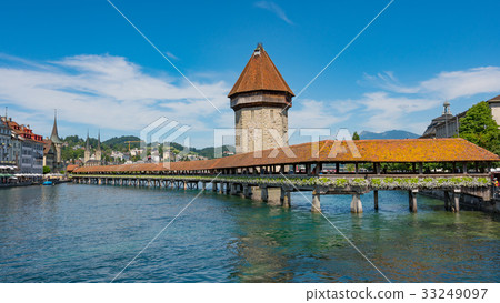 LUCERNE, SWITZERLAND: View of historic Lucerne LUCERNE, SWITZERLAND: View of historic Lucerne 33249097