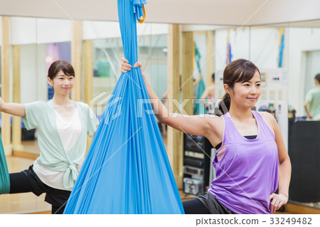 Yoga aerial yoga fitness gym woman 33249482
