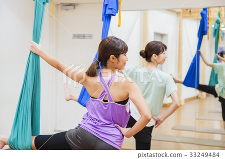 Yoga aerial yoga fitness gym woman 33249484