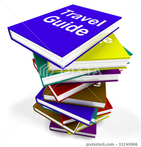 Travel Guide Book Stack Shows Information Travel Guide Book Stack Shows Information 33249906
