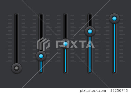 Black equalizer with blue slider buttons Black equalizer with blue slider buttons 33250745