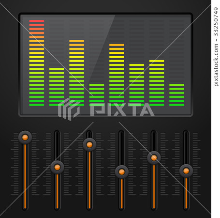 Sound equalizer with black vertical sliders Sound equalizer with black vertical sliders 33250749