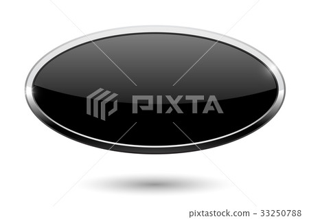Oval black button. Web icon with chrome frame - Stock Illustration ...