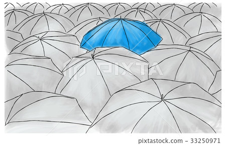 Blue umbrella in the grey umbrellas - pattern Blue umbrella in the grey umbrellas - pattern 33250971