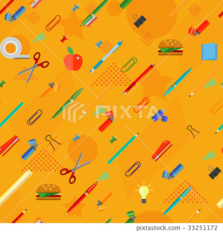 Seamless School Office Supplies orange Pattern 33251172