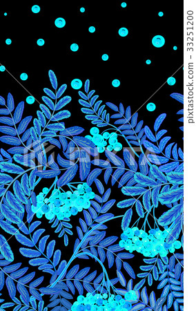 Vertical seamless background with red berries and Vertical seamless background with red berries and 33251200