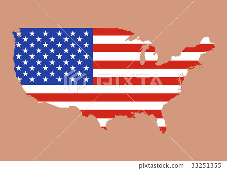 United States of America map with usa flag inside 33251355