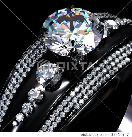 Black gold coating engagement ring with diamond Black gold coating engagement ring with diamond 33251597