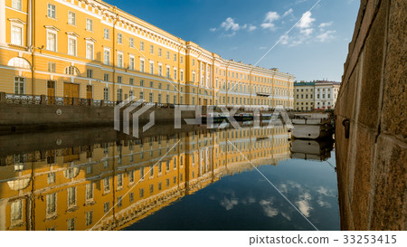 Reflection of an old house in the river Moika in Reflection of an old house in the river Moika in 33253415
