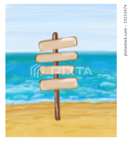 Signpost in the seashore and sea. Signpost in the seashore and sea. 33253474