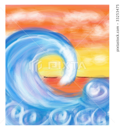 Sea wave at sea and horizon in the distance. Sea wave at sea and horizon in the distance. 33253475