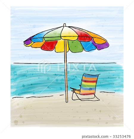 Umbrella and chairs at the sea shore and the sea. Umbrella and chairs at the sea shore and the sea. 33253476
