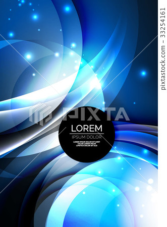 Digital illustration, glowing waves and circles 33254161