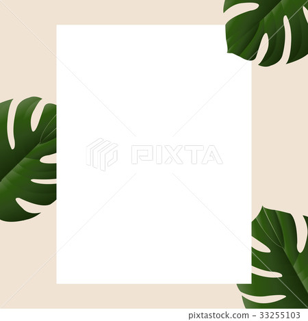 Summer Banner With Tropical Leaves Stock Illustration 33255103