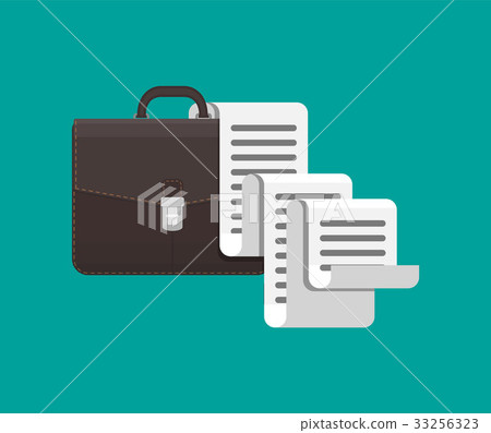 Leather business briefcase and long document Leather business briefcase and long document 33256323